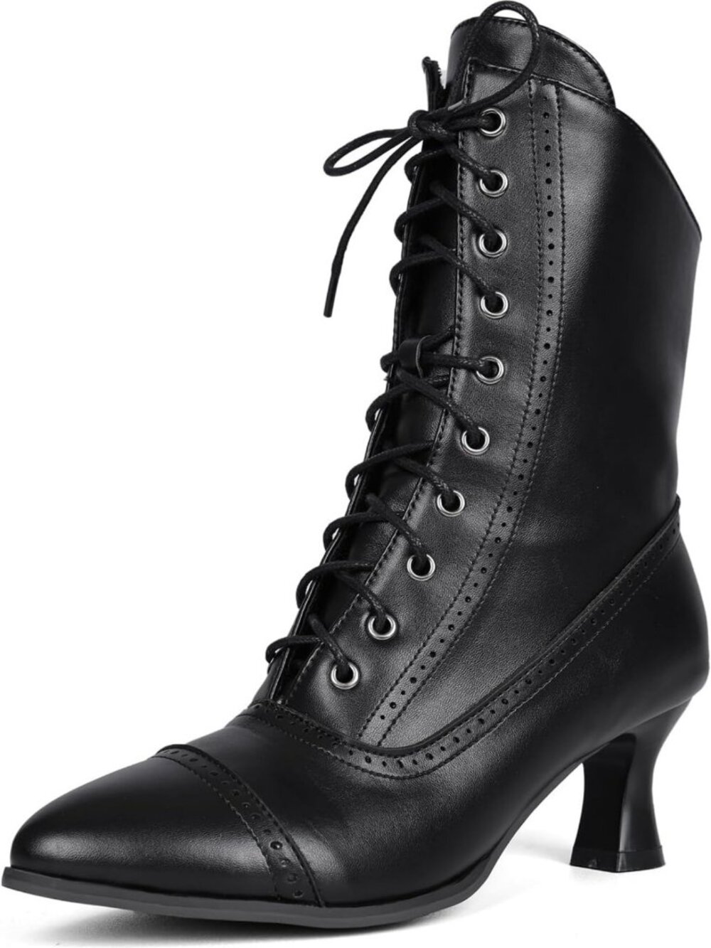 Vintage Victorian Ankle Boots for Women | Lace-Up Low Heel Granny Booties